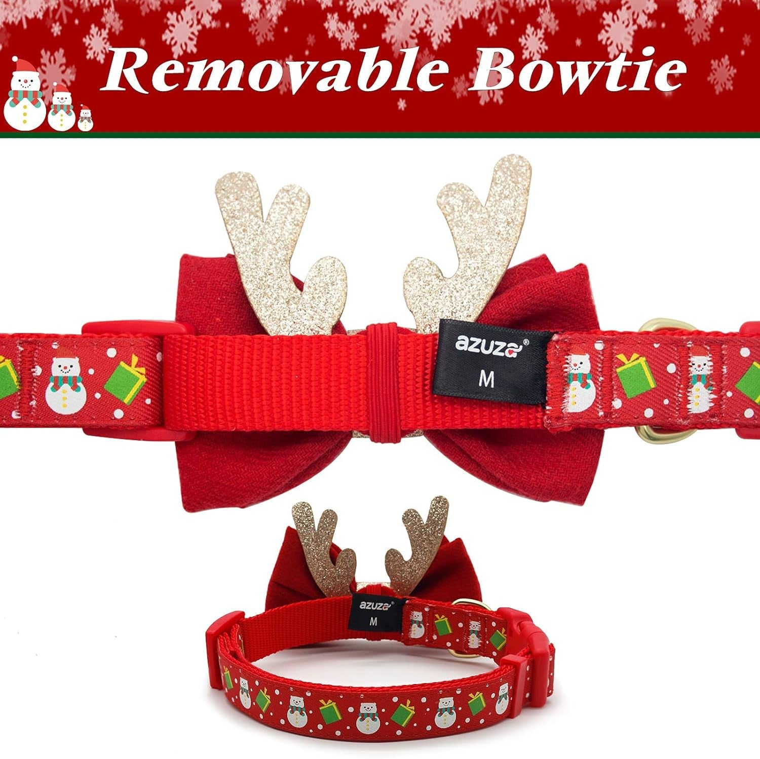 Dog Collar with Removable Bowtie Dog Collars Adjustable Dog Collar for Small Medium Large Dogs